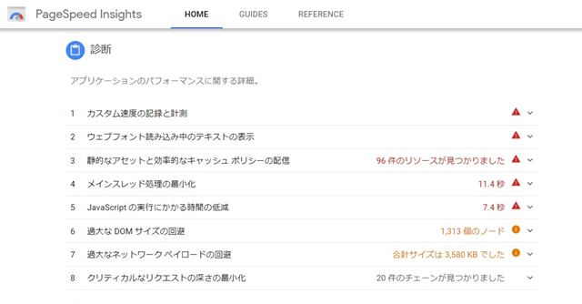 スマホ表示速度　ページスピードインサイト④診断